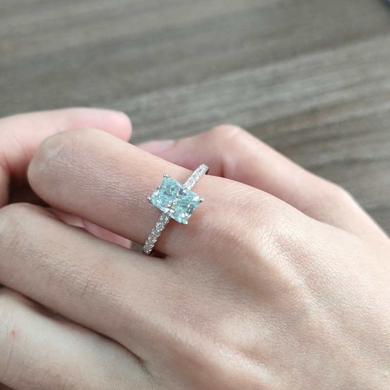 Stylish Radiant Cut Moissanite Ring in 925 Silver
